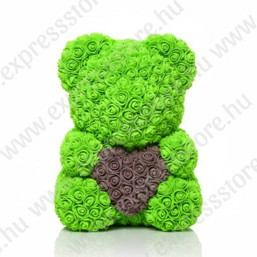 RózsaMaci Szívvel - Zöld -  Ajándék Díszdobozban 