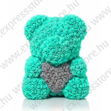 RózsaMaci Szívvel - Tűrkiz -  Ajándék Díszdobozban 