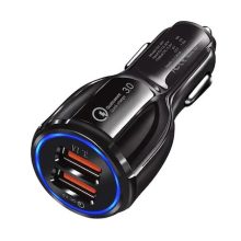 Qualcomm Dual Fast Charge autós töltő, fekete és fehér színben