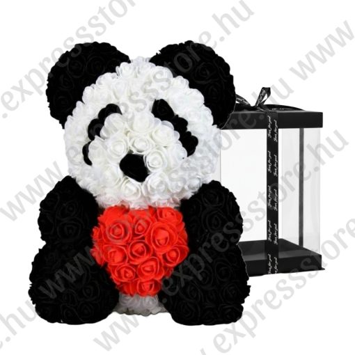 Rózsa panda szívvel -  Ajándék Díszdobozban 