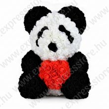 Rózsa panda szívvel -  Ajándék Díszdobozban 