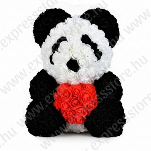 Rózsa panda szívvel -  Ajándék Díszdobozban 