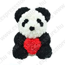 Rózsa panda 40cm - Szívvel - Ajándék díszdobozban 