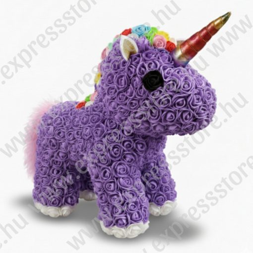 Rózsa Unikornis - 38cm - Rózsaszín - Ajándék Díszdobozban - Lila